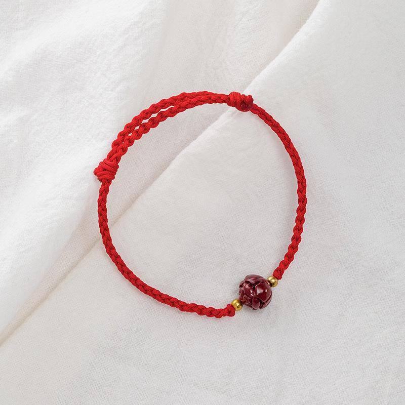 

Браслет Banyan Tree из серебра 925 пробы с лотосом, фиолетовым золотым песком, красной веревкой и бусинами со знаками зодиака для женщин. BRS293 красный