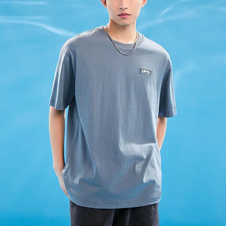 Anta Life Series Back Print Casual Short Sleeve T-Shirt Unisex Tops Snow-Rock-Grey 152328151-3