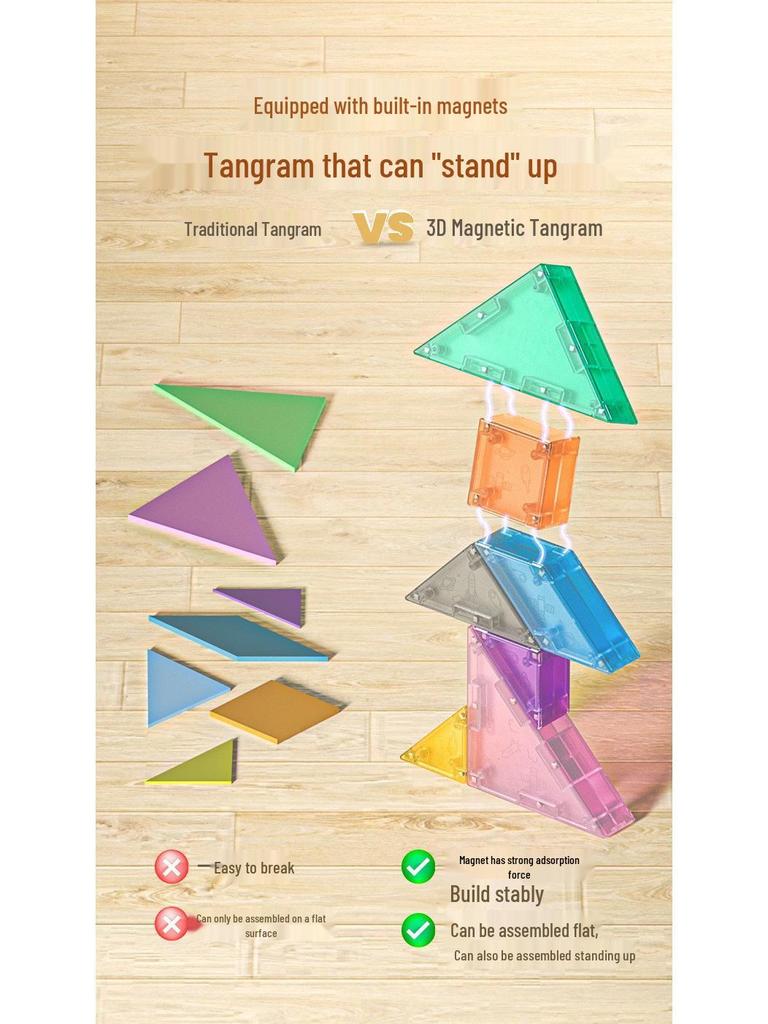 Qiyi 3D Magnetisches Tangram für Kinder: Frühpädagogisches Puzzle und Gehirnentwicklungsspielzeug