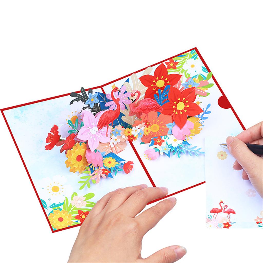 Pop-Up Grußkarten 3D Floral Flamingo Pop-Up Karte Geburtstagskarte Geschenkkarten für Valentinstag Abschluss Jubiläum