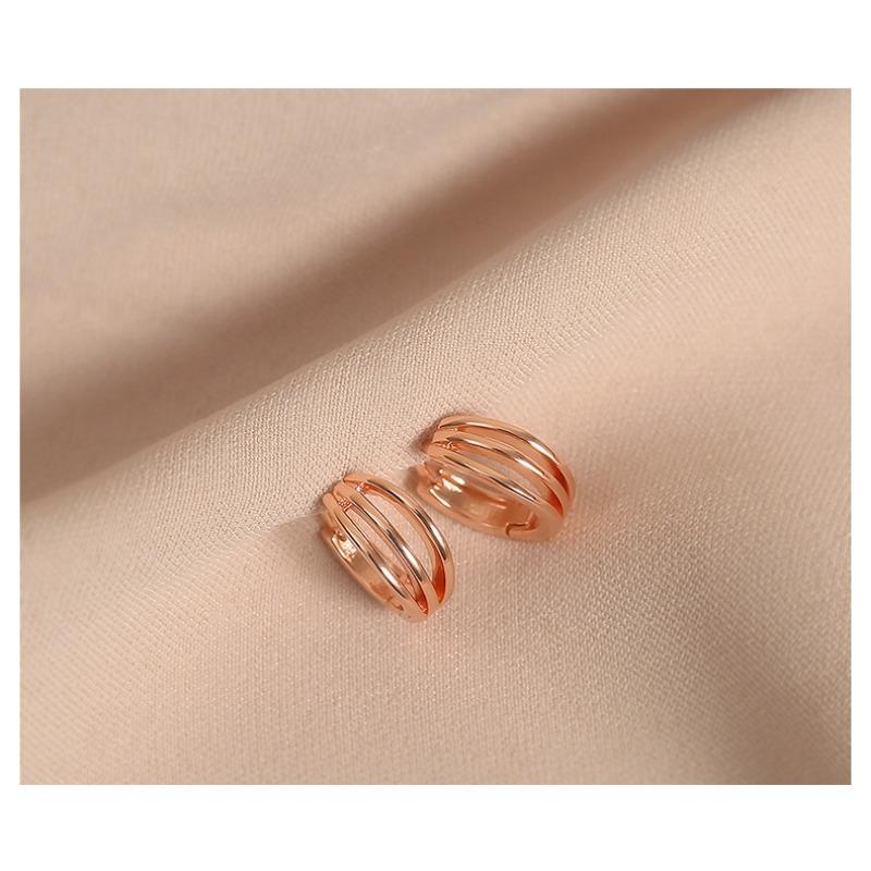 Women 925 Silver Needle Rose Gold Buckle Hoop Earrings Advanced Niche Ear Jewelry