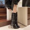 Pointed Toe High Heel Design Sense Short-thigh Boots Women's  Autumn New Retro Thin Heel Temperament Slim Fashion Boots