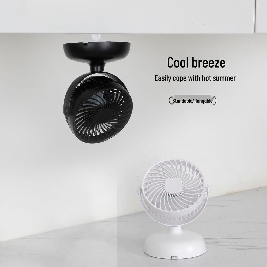 Compact Wall-Mounted Desktop USB Fan with Battery Charging - Silent for Home or Office