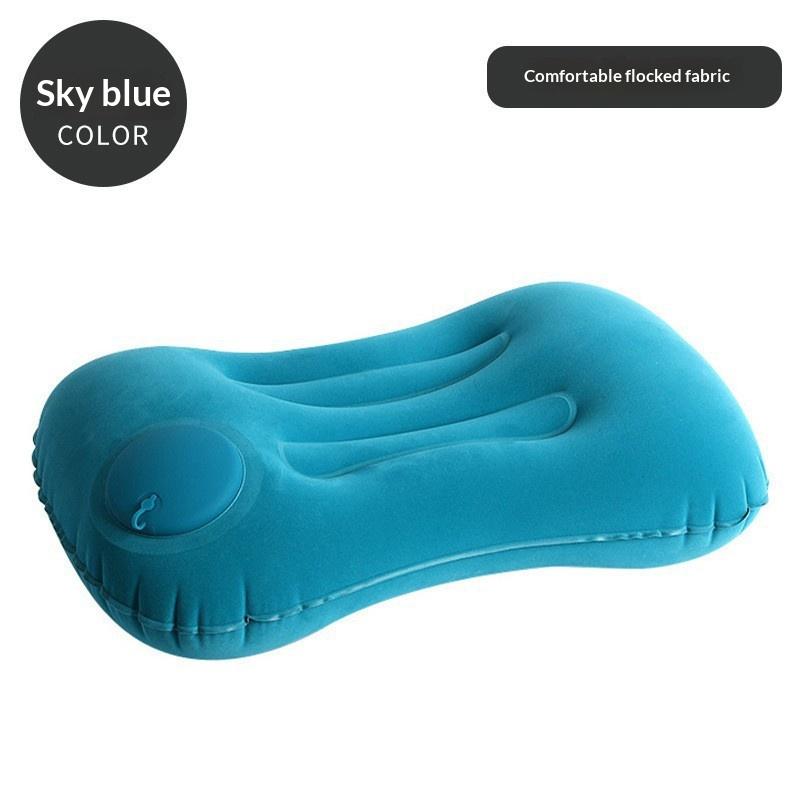 Ultralight Inflatable Pillow Flocking Neck Ergonomic PVC for Office Nap Outdoor Camping Travel Backpacking
