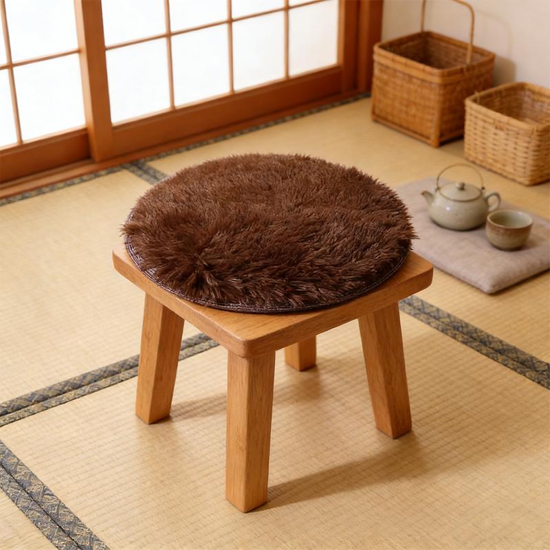 1 Stück Sitzkissen Hohe Qualität Flauschig Geeignet für Esszimmerstühle Hockerpolster Warme Kunstfellkissen Zuhause Rund Nordischer Stil