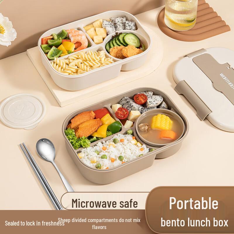 WORTHBUY Portable Microwaveable Compartmented Lunch Box