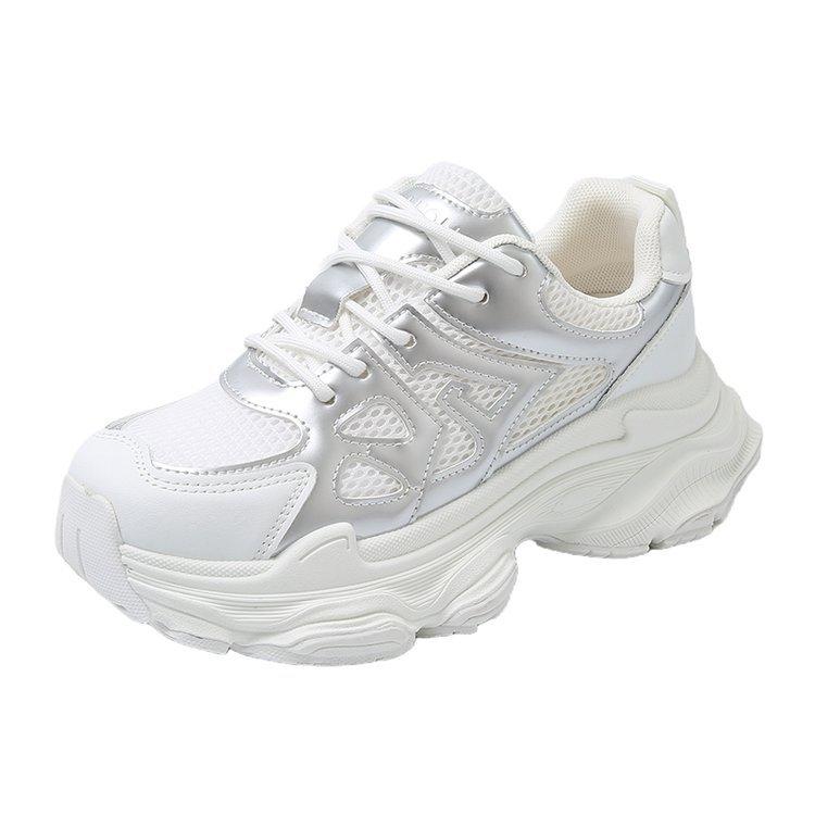 Dad Shoes Girl 2025 New Spring and Autumn Mesh Breathable Lightweight Heel Women's Shoes Fried Street Casual Sneakers