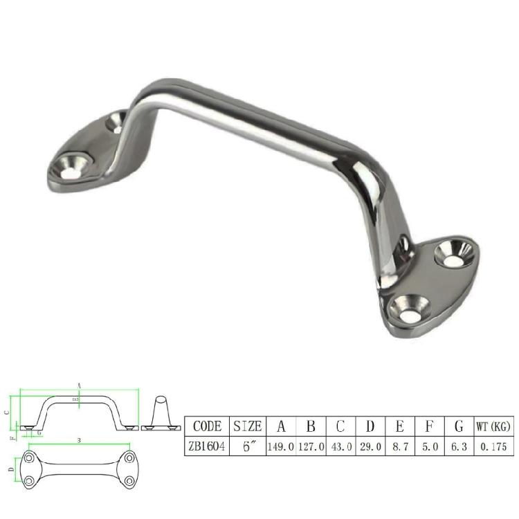 Heavy Duty 6" Steel Boats Handrail Anti Rusts Marine Hardware Comfortable Hold Handrail for Secure Marine Navigation