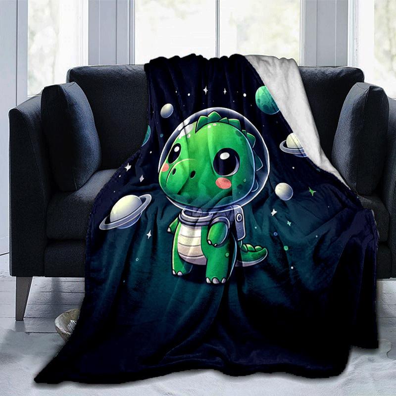 1pc Dinosaur Cartoon Printing Lightweight Flannel Blanket, Comfortable and Warm Blanket, for Camping Sofa Bed and Couch Office, Gift