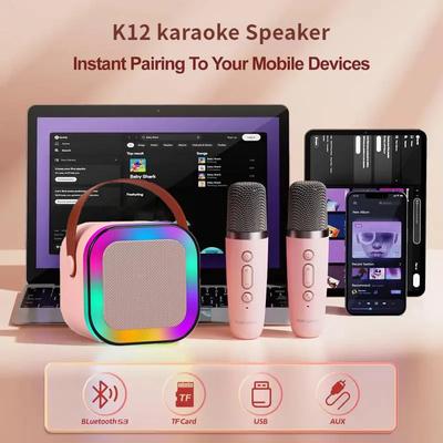 K12 Karaoke-Maschine Tragbares 5.3 PA Bluetooth-Lautsprechersystem mit 1-2 kabellosen Mikrofonen RGB-Lichter Audio Home KTV Kindergeschenke