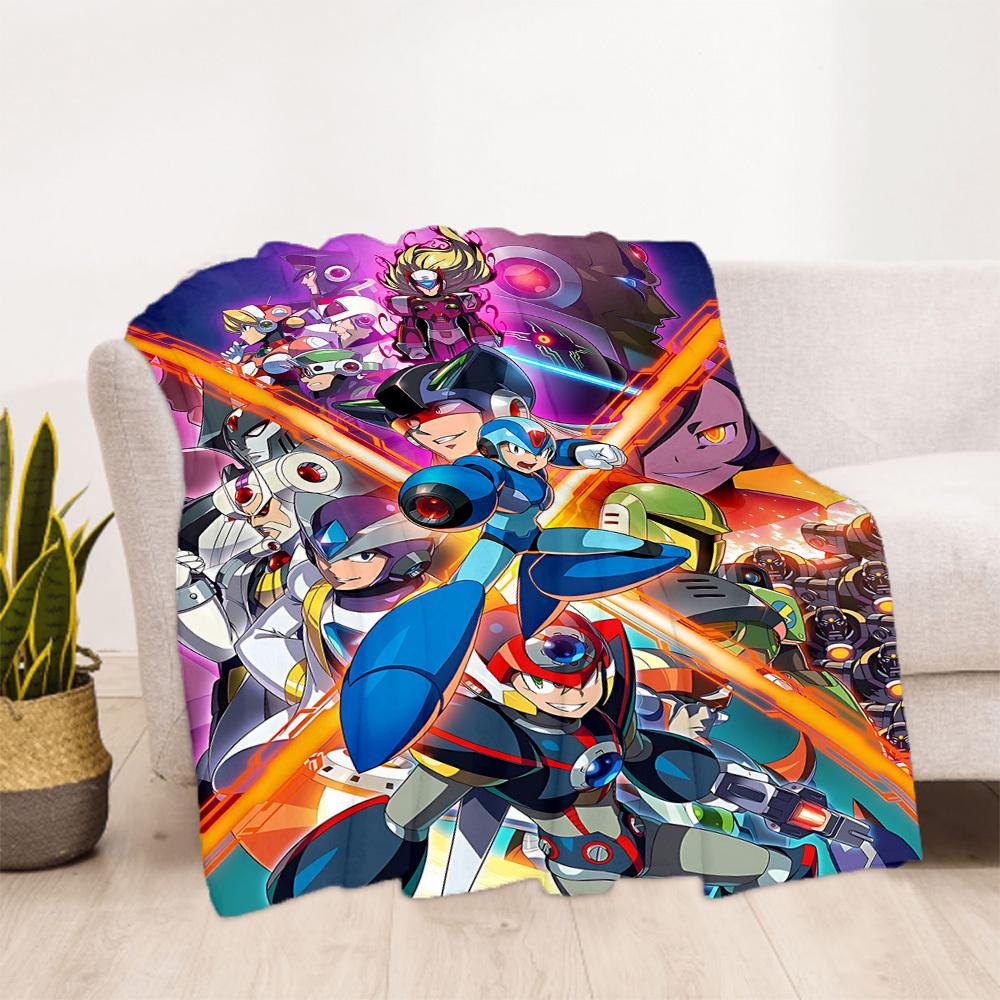 1pc Mega Man Robotics All-Season Comfort, Outdoor Flannel Blanket - Soft, Warm & Cozy for Naps, Camping & Travel 022
