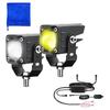 Wellvie Classy Motorcycle Universal LED Fog Lights, 2-Color Switchable (White & Yellow), Compact, 12V, 2-Pack, Waterproof, 10W