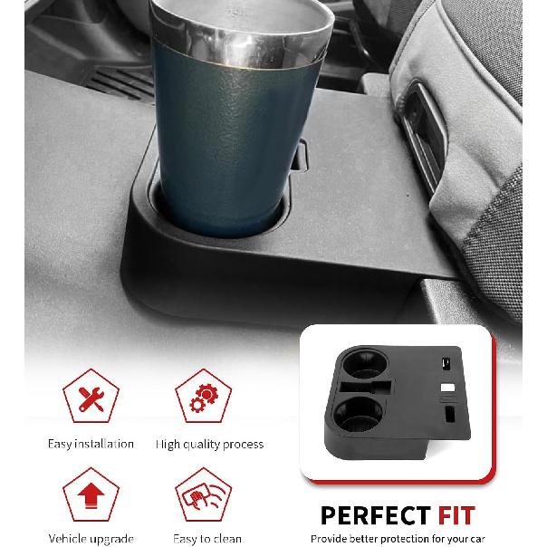 JWWY Floor Cup Holder for Car Compatible with 2021–2026 Ford F150 F250 F350 F450, Front Seat Floor Cup Holder Storage Box Holder Tray for Front