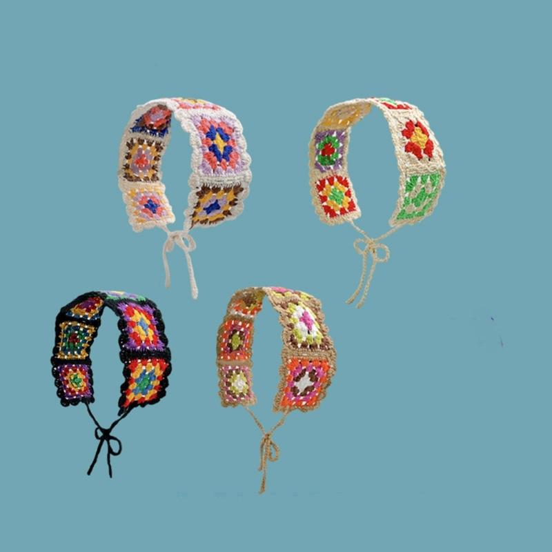 Süße Mädchen Buntes Häkelstirnband Sommer Sonnenschutz Turban zum Binden Camping Kopfwickel Teenager Liebliches Haartuch