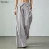 ZANZEA Woen Elastic Waist Solid Color Loose Casual Wide Leg Pants