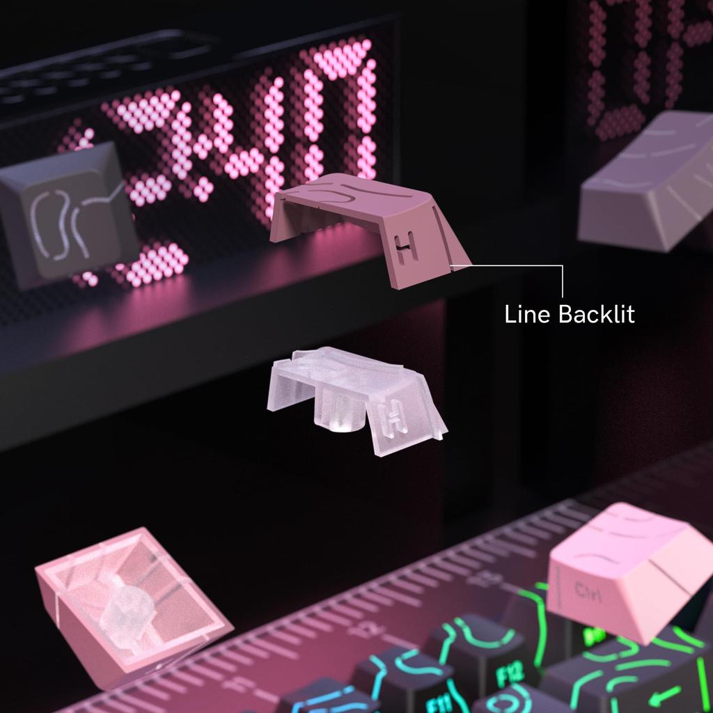 98-Key Contour Keycaps, 4.0 Cherry Profile, Side Engraving (Pink)