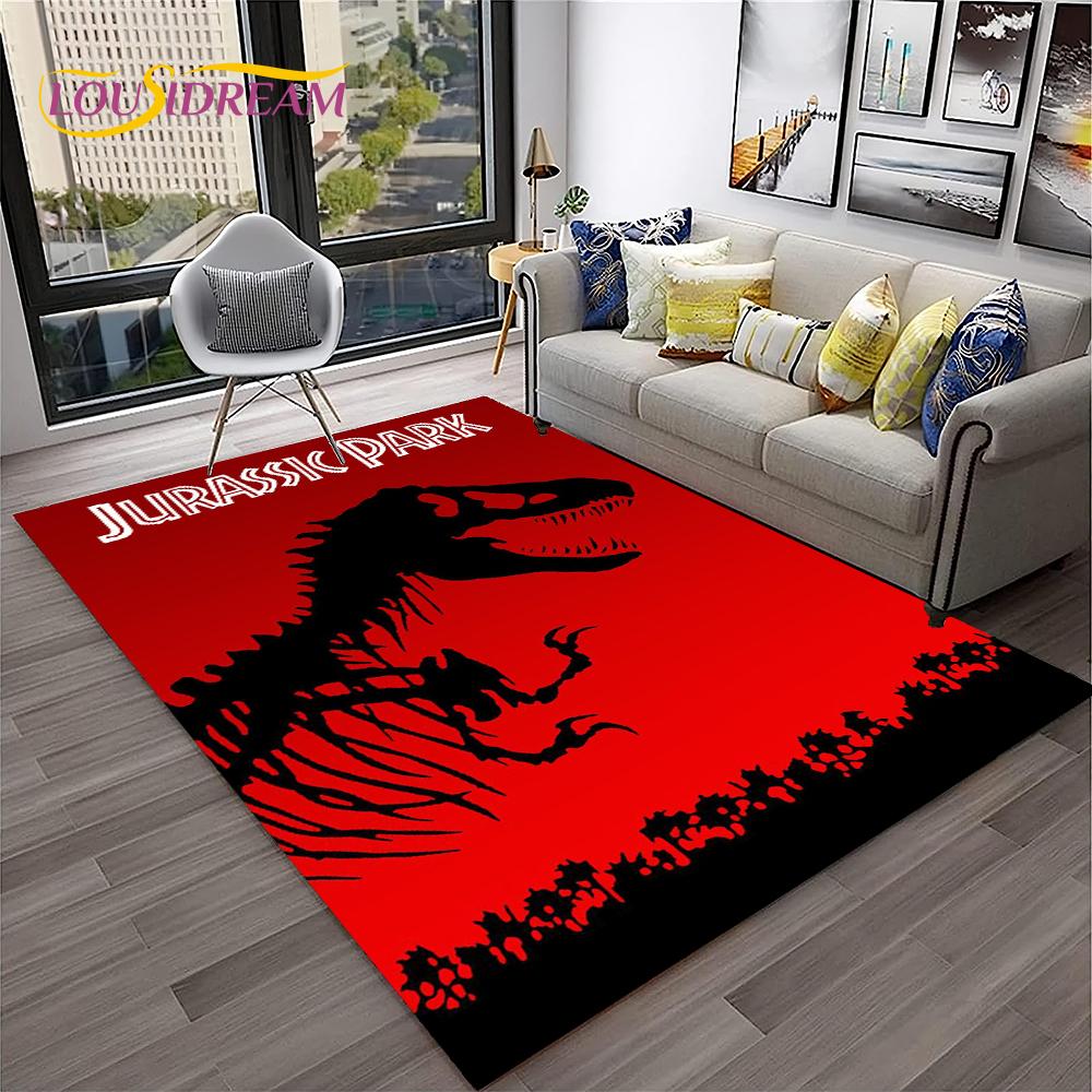 Dinosaur Cartoon Jurassic Park Child Carpet Rug for Home Living Room Bedroom Sofa Doormat Decor,Play Area Rug Non-slip Floor Mat