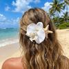 Trendy Orchid Flower Hairpin Vintage Resin Starfish Hair Clip Pearl Hair Clip  Seaside Wear