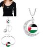 Palestinian Flag Design Time Gem Moon Pendant Necklace Unique Neck Chain