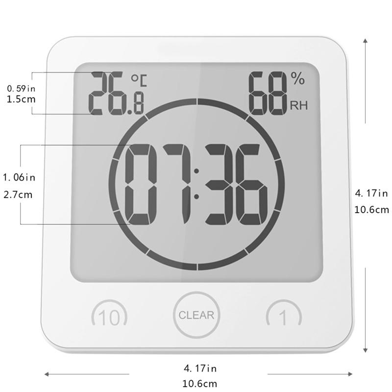 Shower Digital Wall Clock Kitchen Clock Visual Countdown Timer for Time Management Large LED Display Bathroom Shower Kit