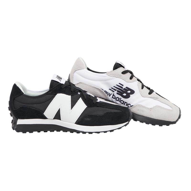Foot Locker x New Balance NB 327 Cushioning Abrasion Resistant Breathable Low top Kids Lifestyle Shoes Black White Sneakers GS327BW1