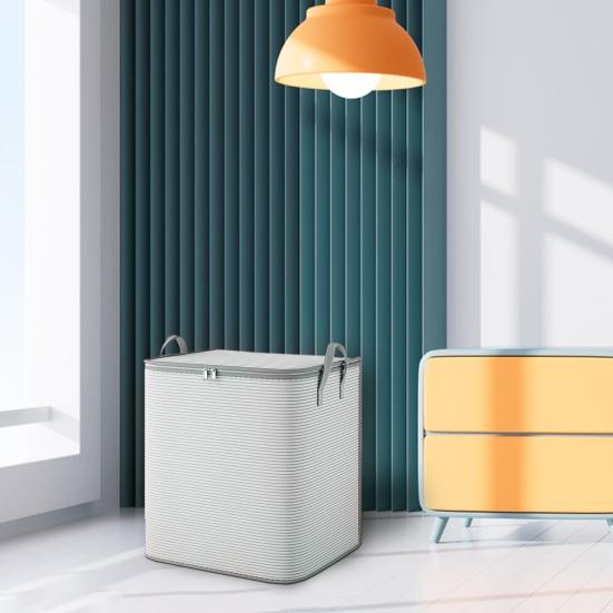 Foldable Clothes Storage Basket with Cover Zipper Closure Large Capacity Closet Organizer