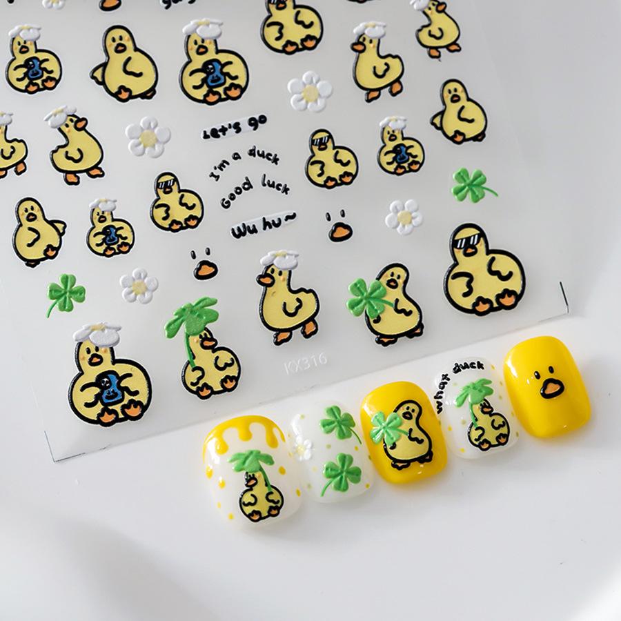 

3D Ferrite Yellow Duck Thin & Transparent Nail Stickers KX316