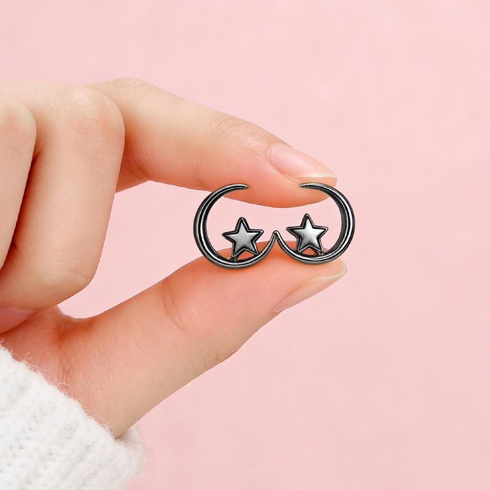 Xingyue Student Earrings Female, Metal Sense Simple Star Moon Earrings, Xingyue Tonghui Daily Earrings