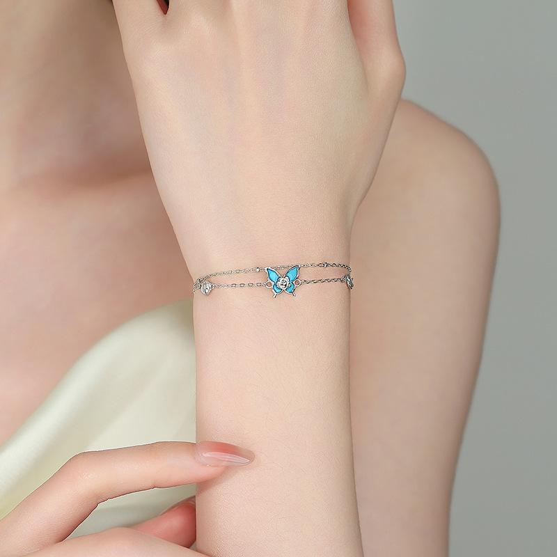 925 Sterling Silver Camellia Butterfly Glow Bracelet for Women & Girls - Charming, Sweet, and Trendy. 925 Sterling Silver
