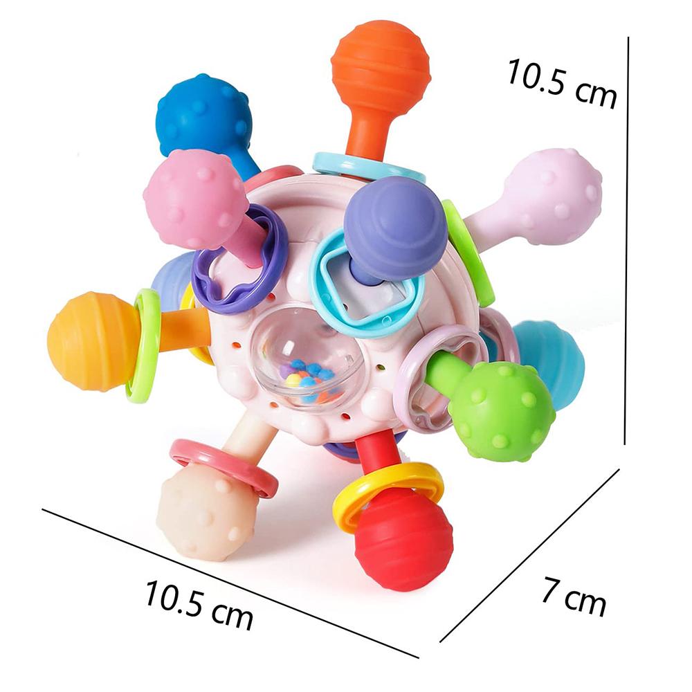Baby Toys 0 12 Months Silicone Sensory Teether Rotating Rattle Ball Toys Grasping Activity Baby Development Toy Baby Shower Gift