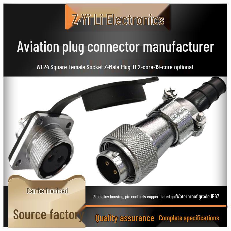 Yili WF24 Male-Female M24 Waterproof Square Flange Aviation Socket Connector
