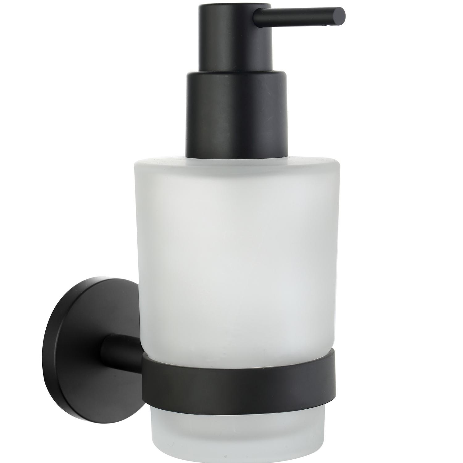 Metalique 55025B-BK Eco-Friendly Bathroom Glass Hand Soap Dispenser Black Holder Wall-Mounted ABS Pump for School Hospital Use