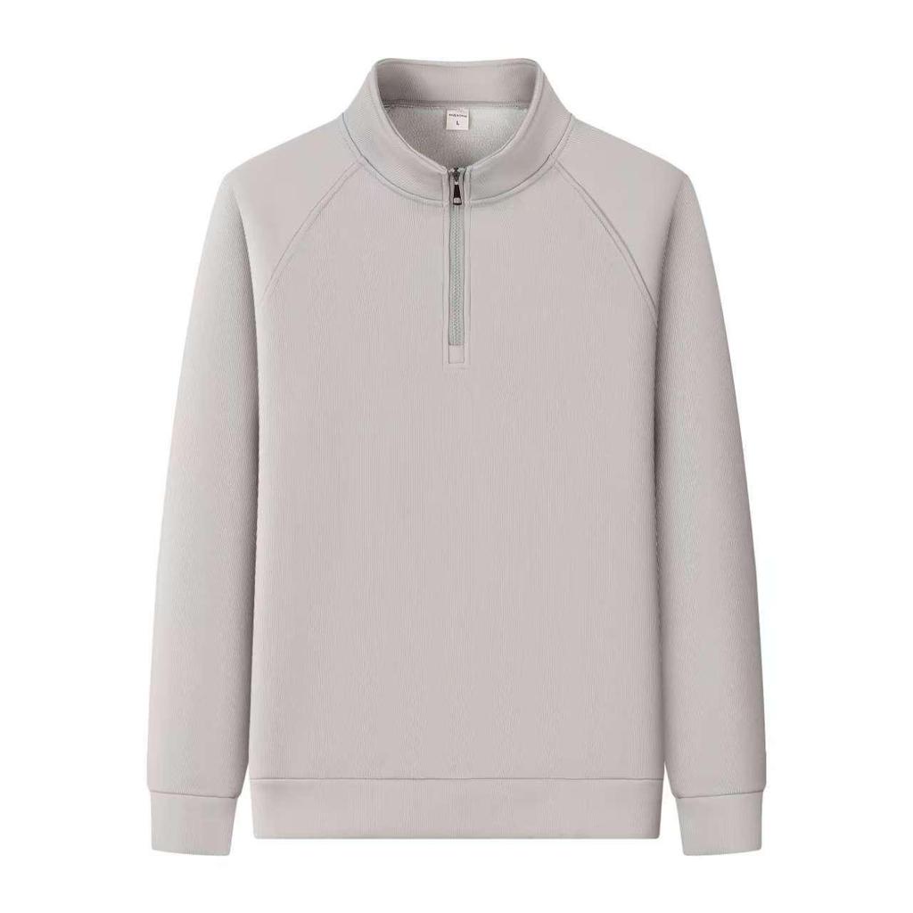 2025 Men's Trendy Zipper Stand Collar Sweatshirt - Spring/Autumn Solid Color