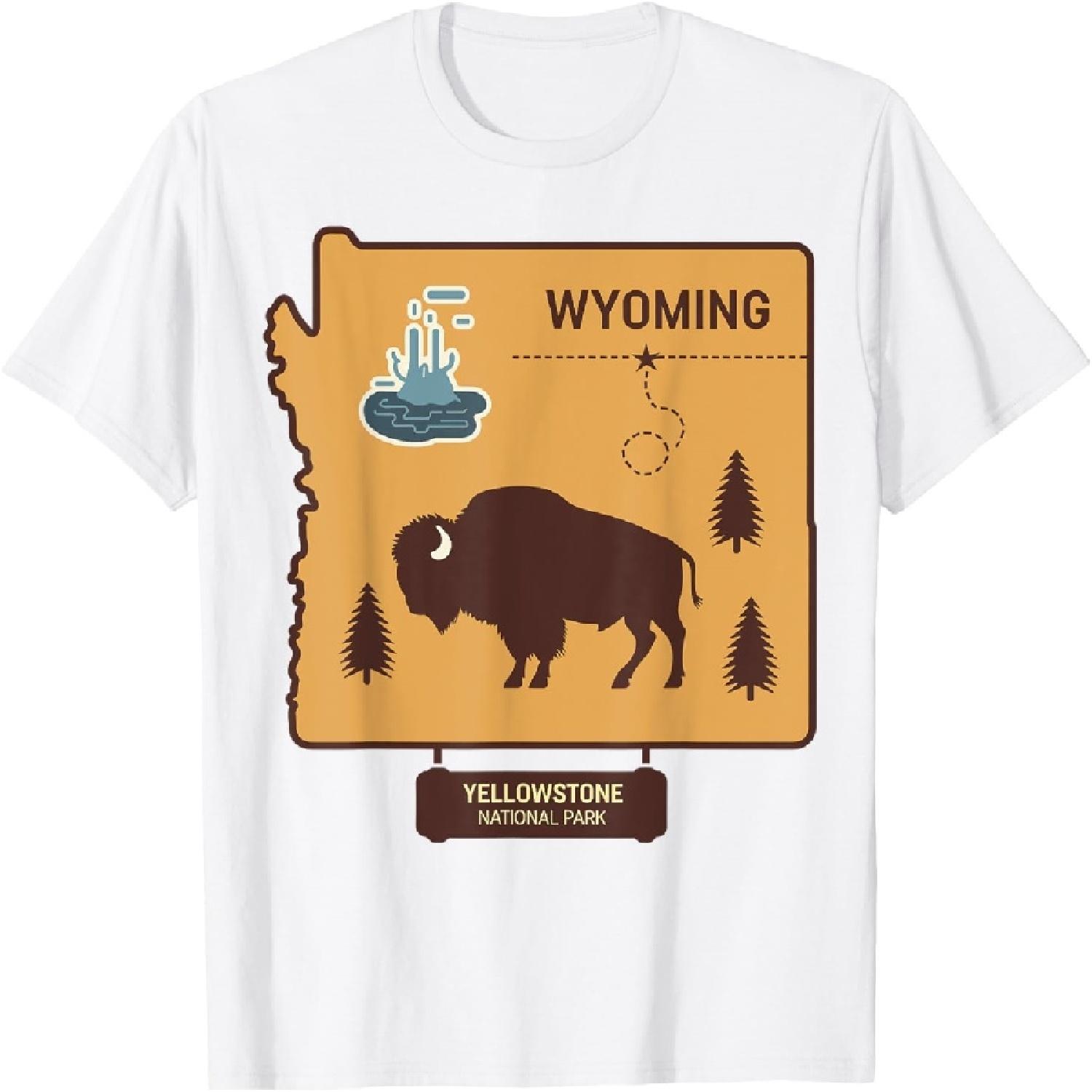 Yellowstone National Park Geyser & Bison Souvenir T-Shirt S