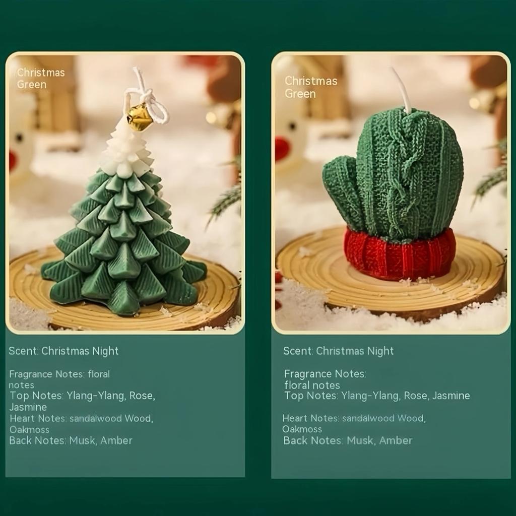 Weihnachtsgeschenkset Handgemachte Duftkerze Geschenkbox Weihnachtsbaum Rentier Strumpf Lebkuchenmann Grüne Handschuhe Schneemann