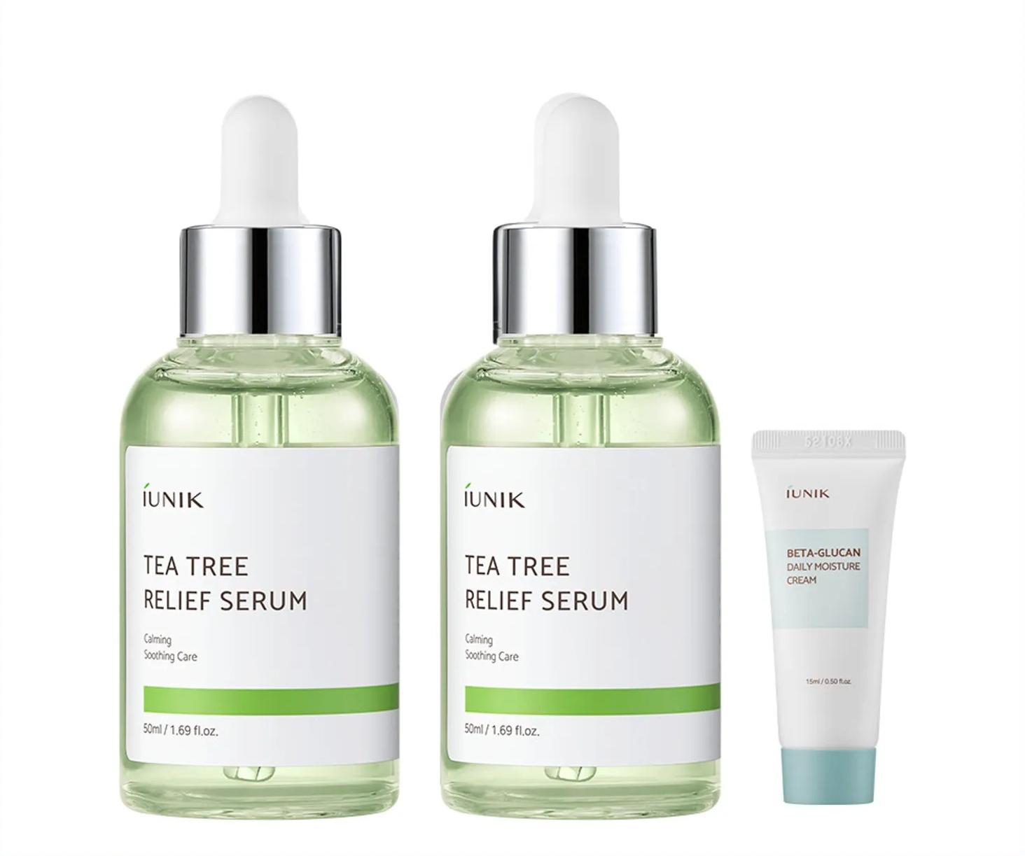 iUNIK Tea Tree Relief Serum 50ml Double Pack (+Cream 15ml) 50ml DoublePack+Cream15ml