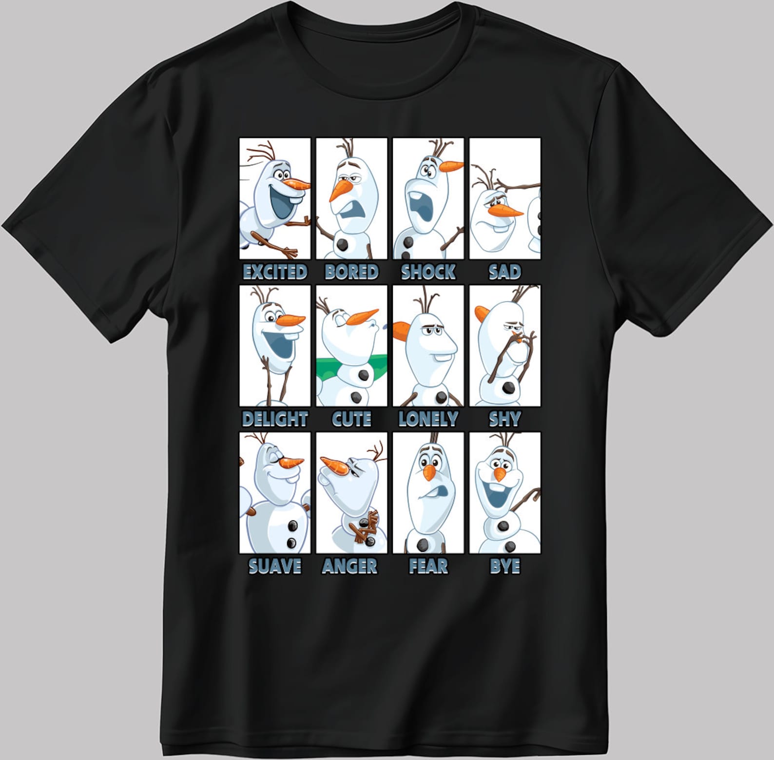 Frozen Olaf Disney Moods Short Sleeve White-Black Men s / Women s T-Shirt C547 2XL