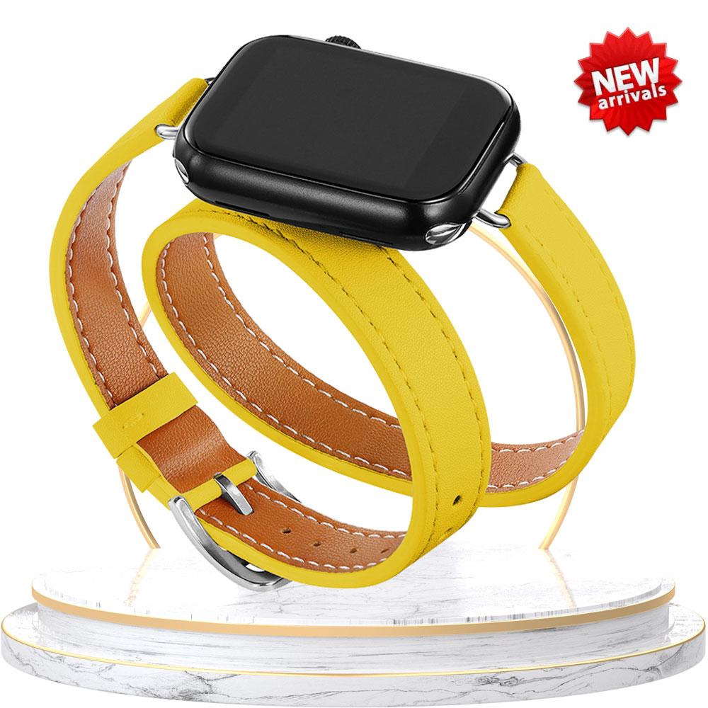 Double Tour leather Strap For Apple Watch ultra band 49mm 45mm 42mm 44mm Series 8 7 6 Se 5 4 3 2 Iwatch 6 38mm 40mm Correa 41mm