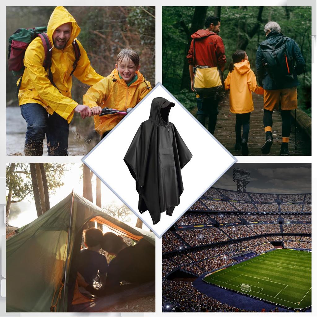Rain Running Poncho Rain Reflective Backpack Storage Bag PU Easy to Disaster Prevention Rainy Season For Unisex Free [Xrkuu] Raincoat, Poncho,