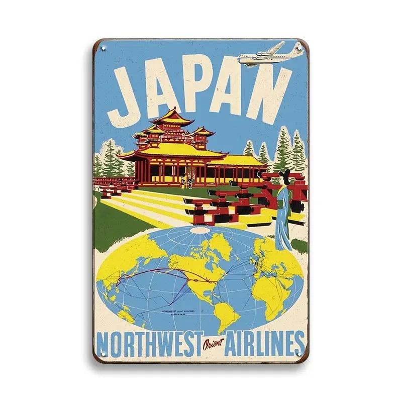 Vintage Travel Cities Metal Tin Signs PARIS IMALIBU CHICAGO Iron Painting Retro Posters Home Wall Art Decor Room Decoration