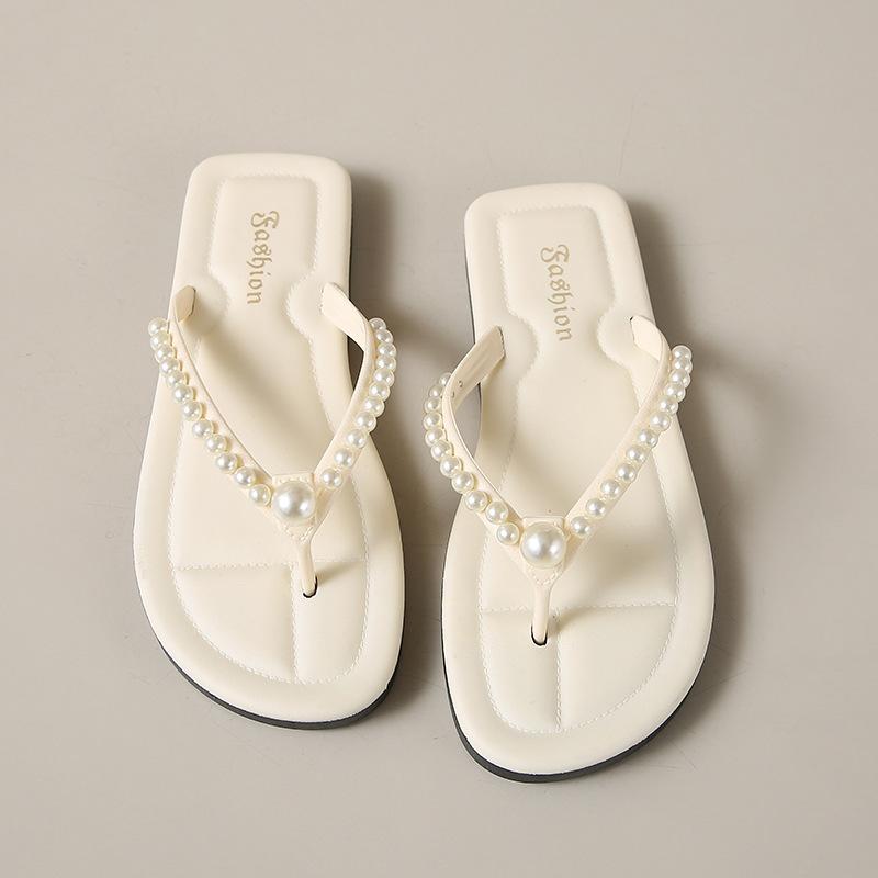 

Жемчужные шлепанцы Женская модная обувь для доски Новые шлепанцы Пляжная обувь 40/41 белый