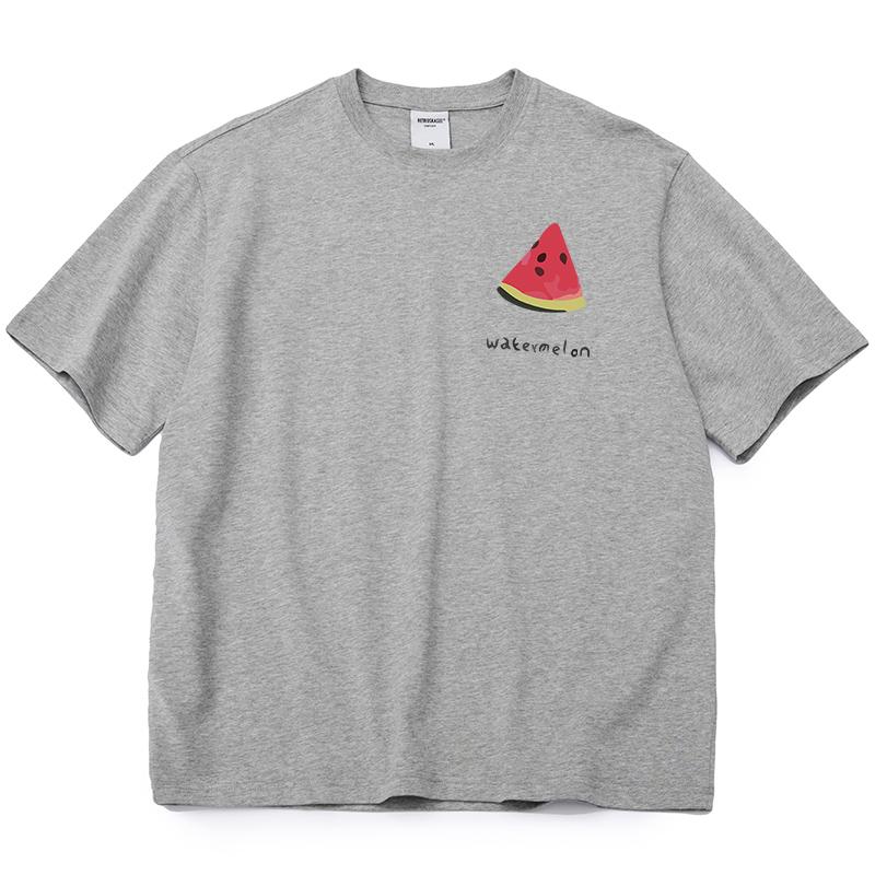 Shellsuning Tricouri casual din bumbac de vară cu decolteu în formă de O Tricouri cu grafic pentru femei drăguț pepene verde pentru femei, simplu, la modă, cu mâneci scurte, topuri fete