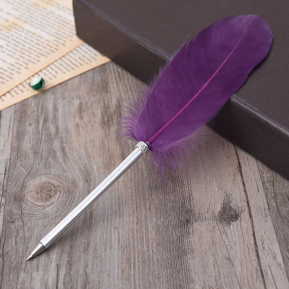 Feather Ballpoint pen Colorful Feather Pen Portable Writing pen Office