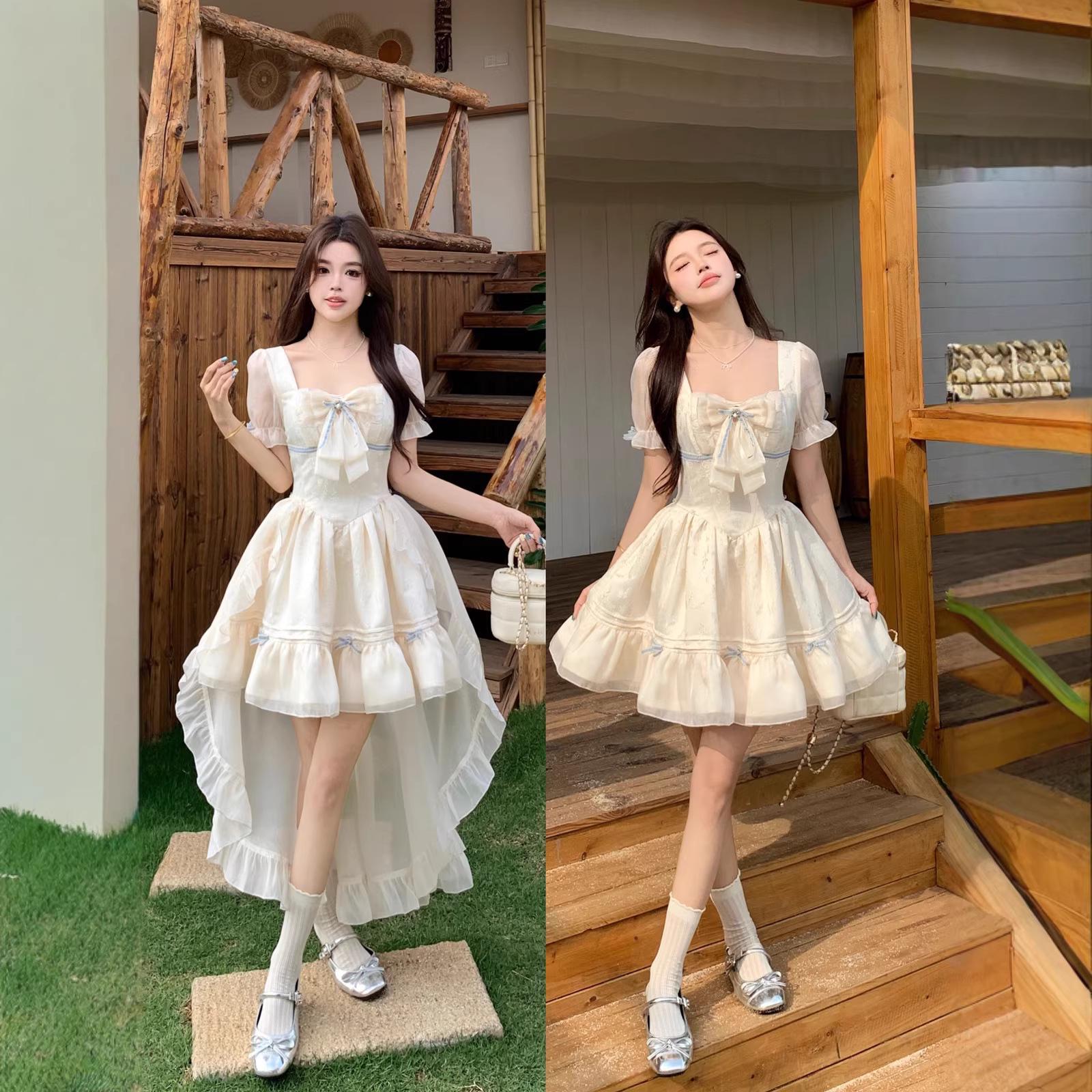 

Sweet Temperament 3D Jacquard Princess Dress – Women s Summer Birthday Puffy Skirt Small