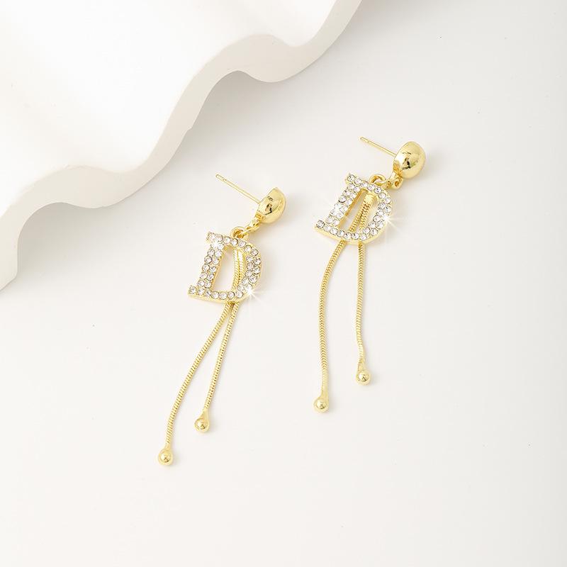 Elegant Tassel Letter Earrings: Stylish S925 Silver for Women
