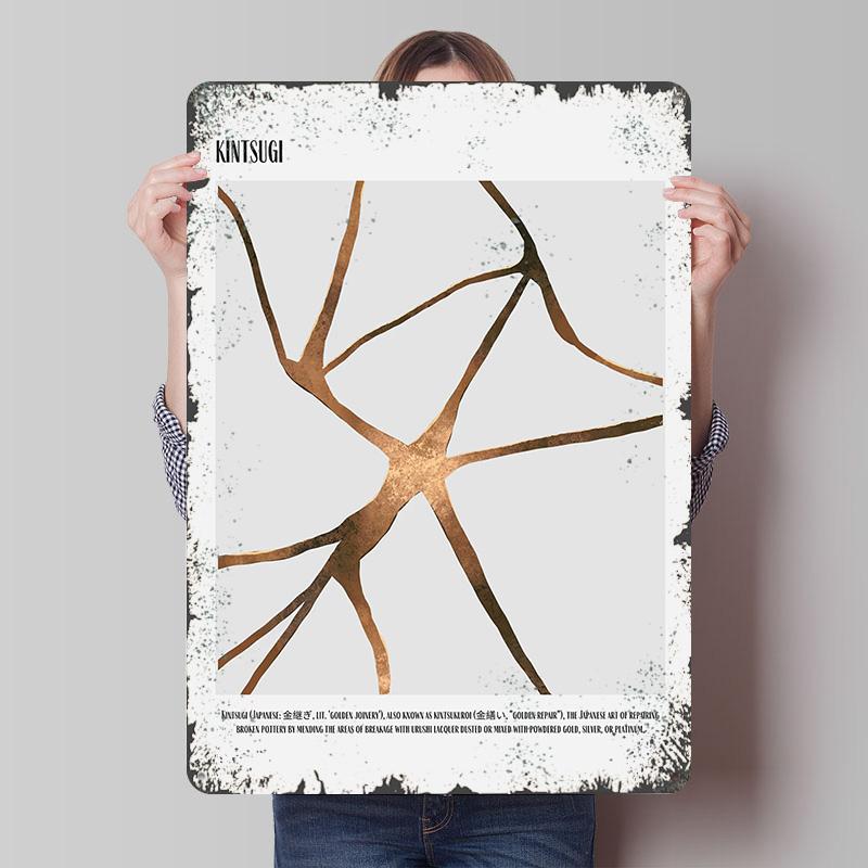 

Kintsugi Art Print Tin Plaque Poster Customized Wall Art Retro Vintage Metal Signs for Man Cave Decoration At Home Decorations 7.9x11.8In(20x30cm)