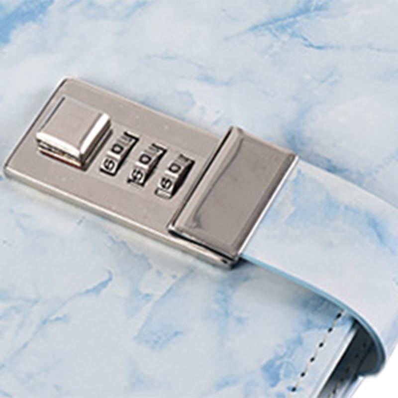 

Запирающийся сейф для журнала, надежный журнал из искусственной кожи с мраморным зерном, дневник для студентов, офисов синий