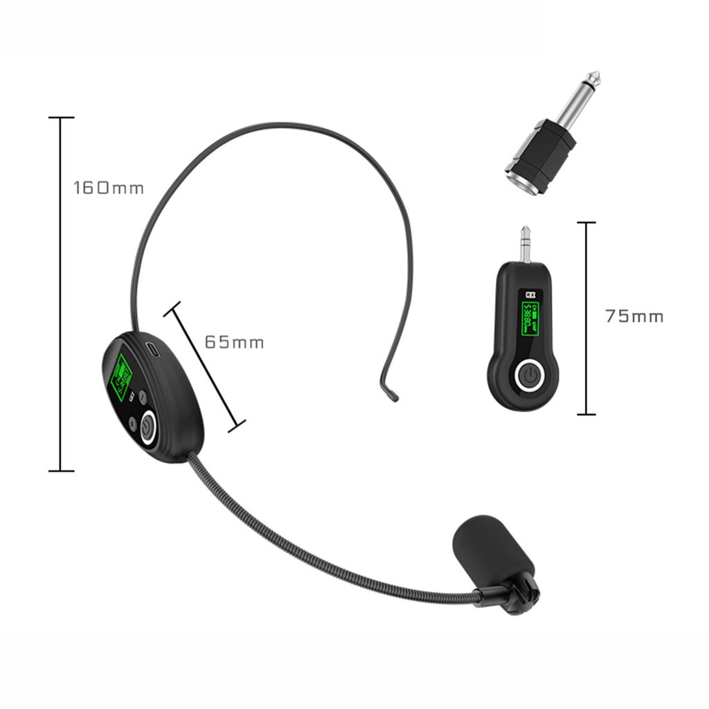 2.4G Headset Microphones with Receiver Wireless Microphone Set Transmitter 164ft Range 2 in 1 Clear Audio for Teachers Coaching