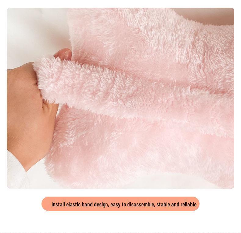 Cartoon Car Headrest Neck Pillow: Cute Plush Winter Lumbar Support for Women