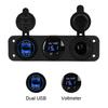 Socket Charger 12-24V Voltmeter for Car Motocycle Truck Marine Double USB Car Charger Adapter Fast Mobile Power Adapter
